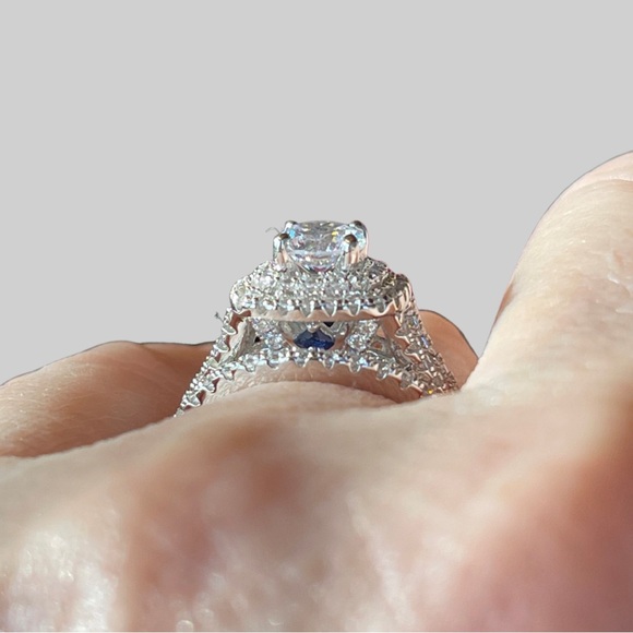 Wedding Set with Sapphire in heavy Pave on this 1ct Engagement Sterling! - Picture 11 of 16